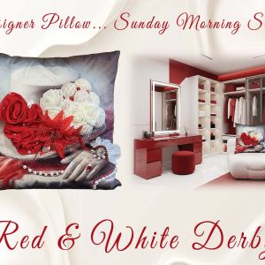 Red & White Derby Designer Pillow (Sunday Morning Series)